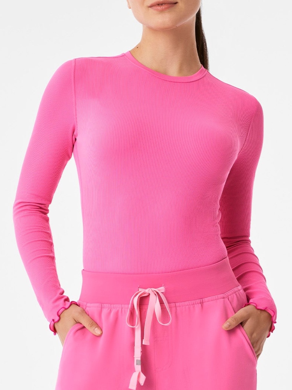 FIGS Lacey Ribbed underscrub F*ing Pink